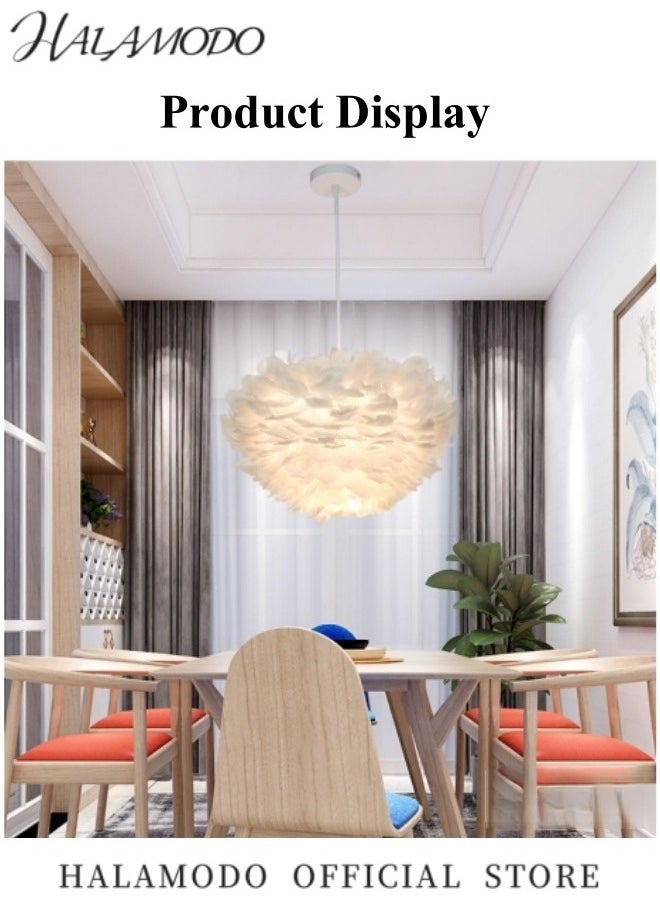 HALAMODO Chandelier Bohemian Boho Beachy Ceiling Lamp Light Romantic Feather Chandelier Ceiling Light Farmhouse Chandelier for Bedroom Living Room Playroom  - Image 2
