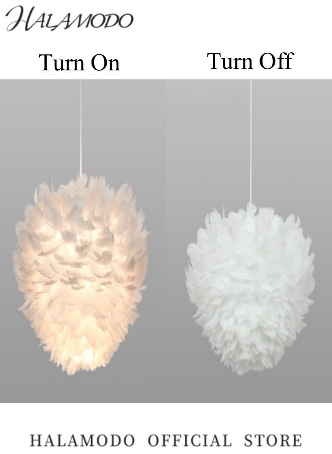 HALAMODO Chandelier Bohemian Boho Beachy Ceiling Lamp Light Romantic Feather Chandelier Ceiling Light Farmhouse Chandelier for Bedroom Living Room Playroom  - Image 4