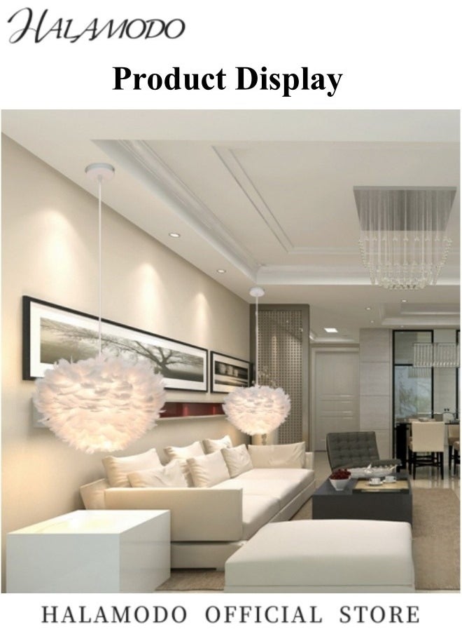 HALAMODO Chandelier Bohemian Boho Beachy Ceiling Lamp Light Romantic Feather Chandelier Ceiling Light Farmhouse Chandelier for Bedroom Living Room Playroom  - Image 5