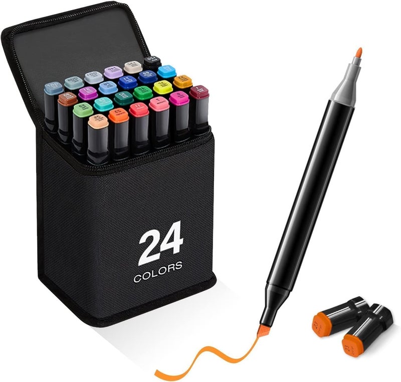 ART WALKER Acrylic Paint Marker Pen, Metallic Colors Medium Point Tip Art Markers, Marker Pen Set for Rocks, Ceramic, Glass, Wood, Fabric, Canvas, Mugs (Pack Of 1) (24 Pcs) - Image 1