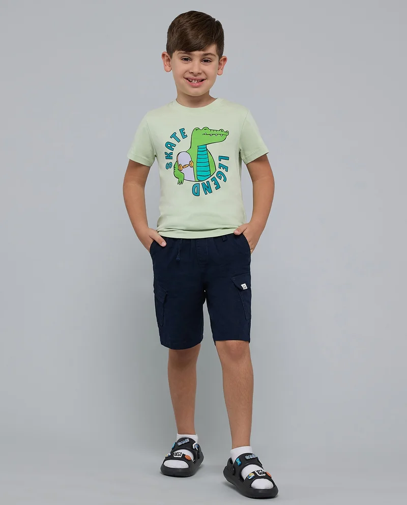 أر أند بي Solid Shorts with Drawstring Waist