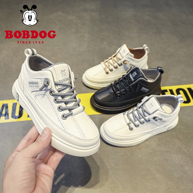 Babudou Boys 2025 Spring New Children'S Sports Shoes Soft Sole Shoes Medium And Large Children'S Student Shoes White Shoes - Image 2