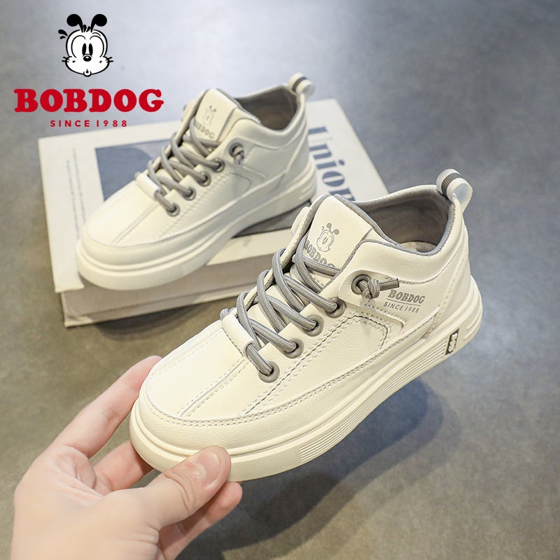 Babudou Boys 2025 Spring New Children'S Sports Shoes Soft Sole Shoes Medium And Large Children'S Student Shoes White Shoes - Image 5