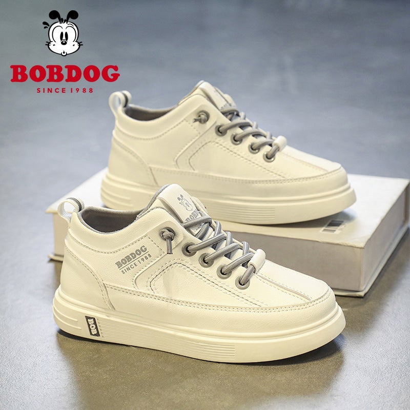 Babudou Boys 2025 Spring New Children'S Sports Shoes Soft Sole Shoes Medium And Large Children'S Student Shoes White Shoes - Image 4