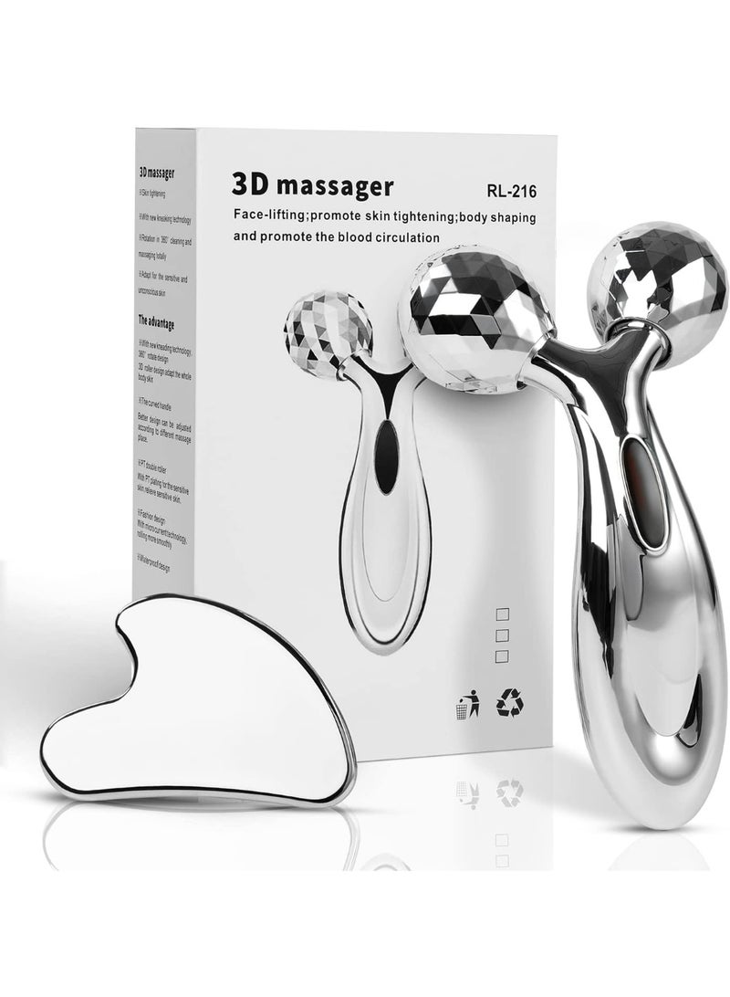 general Stainless Steel Gua Sha and Face Roller Set, Facial Tool for Face Sculpting, Metal Skin Care, Massager for Women - Image 1