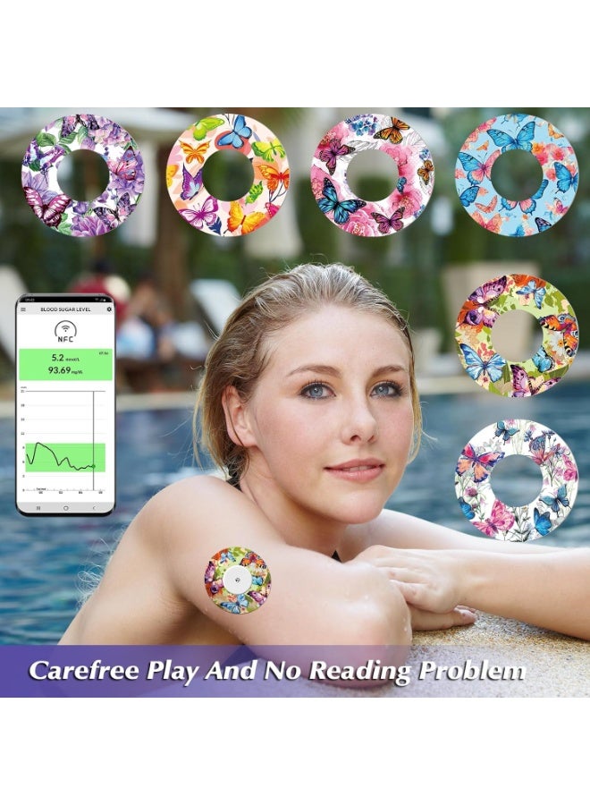 SOLARAE 36 Pack Adhesive Patches for Libre 2 Sensor, Butterfly Design Waterproof & Sweatproof CGM Covers – Colored Glucose Monitor Protection with Split Backing - Image 3