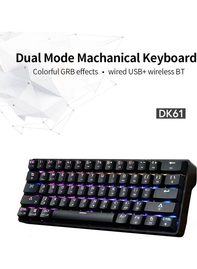 NIBEMINENT DK61 Dual Mode Wireless BT Mechanical Keyboard Wired 61 Key Rgb For Tablet/Phone/Laptop Black With Outmu Blue Switches  - Image 3