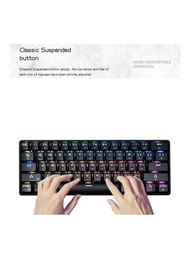 NIBEMINENT DK61 Dual Mode Wireless BT Mechanical Keyboard Wired 61 Key Rgb For Tablet/Phone/Laptop Black With Outmu Blue Switches  - Image 4