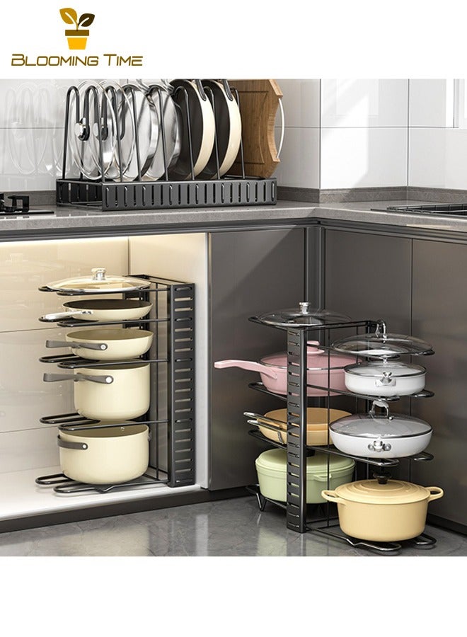 BLOOMING TIME Kitchen Multifunctional Cutlery Storage Rack, Extended Telescopic Folding Pot Rack, Cutting Board Special Rack Pot Rack, Multi Kitchen Shelf, Under Sink In-Cabinet Adjustable Storage Rack, Countertop Floor Storage Split Storage Pot Rack  - Image 2