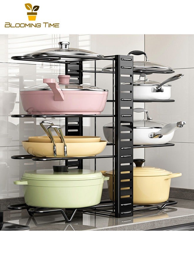 BLOOMING TIME Kitchen Multifunctional Cutlery Storage Rack, Extended Telescopic Folding Pot Rack, Cutting Board Special Rack Pot Rack, Multi Kitchen Shelf, Under Sink In-Cabinet Adjustable Storage Rack, Countertop Floor Storage Split Storage Pot Rack  - Image 1
