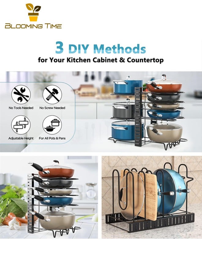 BLOOMING TIME Kitchen Multifunctional Cutlery Storage Rack, Extended Telescopic Folding Pot Rack, Cutting Board Special Rack Pot Rack, Multi Kitchen Shelf, Under Sink In-Cabinet Adjustable Storage Rack, Countertop Floor Storage Split Storage Pot Rack  - Image 5