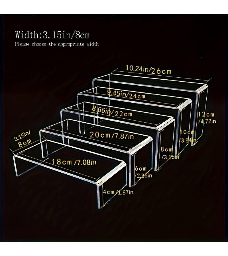 مجموعتان من حاملات عرض أكريليك شفافة من 5 طبقات للمجوهرات ومستحضرات التجميل والأحذية وديكور الحفلات، مقاس 3 × 15 بوصة - Image 2