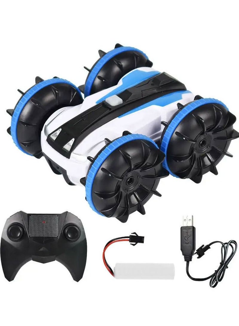 MARGOUN Rc Stunt Car 4WD Remote Vehicle With Double Sided 360 Degrees Rotating Blue - Image 1