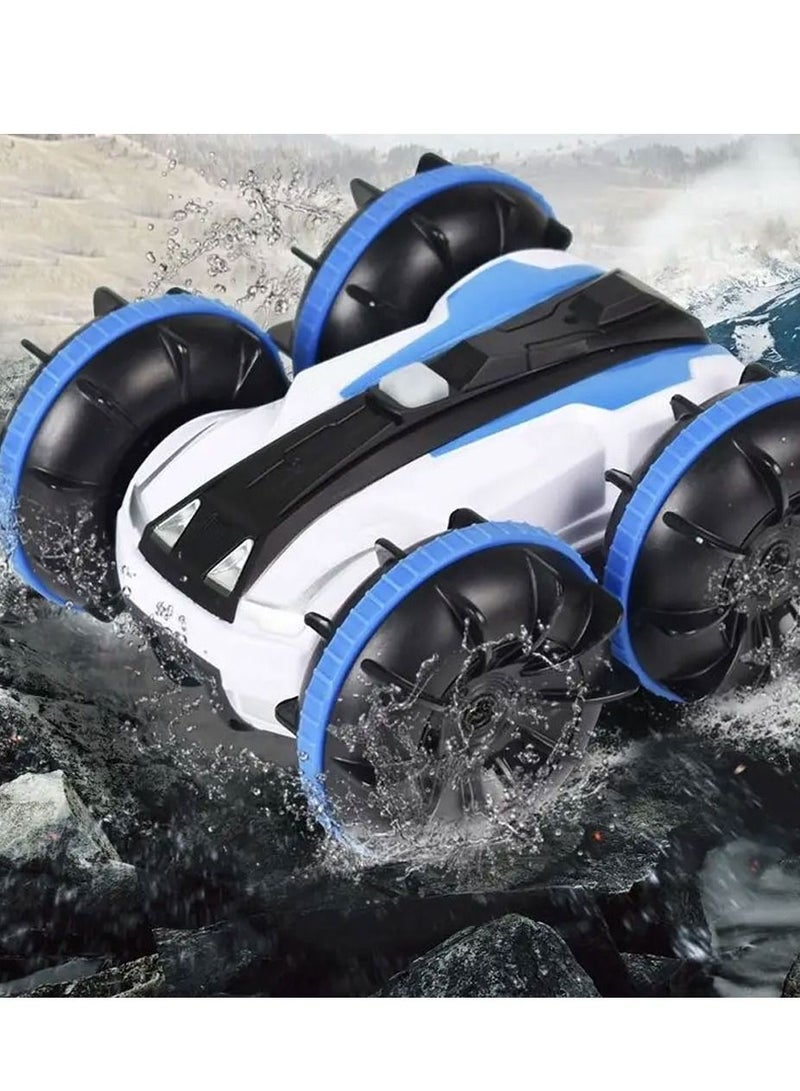 MARGOUN Rc Stunt Car 4WD Remote Vehicle With Double Sided 360 Degrees Rotating Blue - Image 2