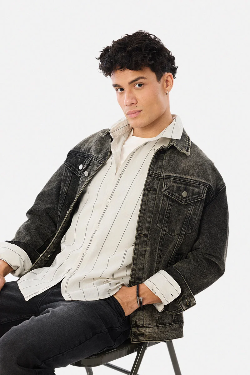 سنيتش Cream Striped Long Sleeve Regular Fit Shirt