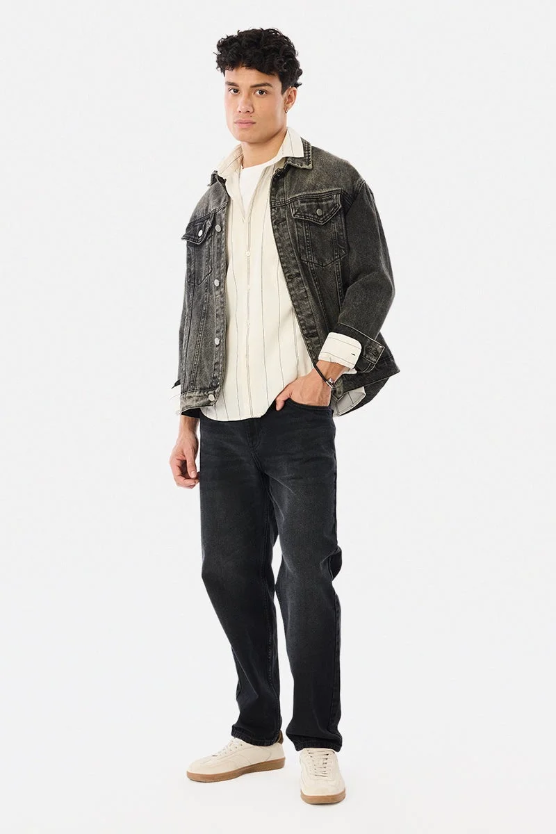 سنيتش Cream Striped Long Sleeve Regular Fit Shirt