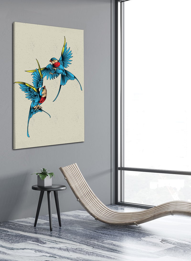 LOWHA Canvas Wall Art Stretched Over Wooden Frame with Free Birds Painting - Image 1
