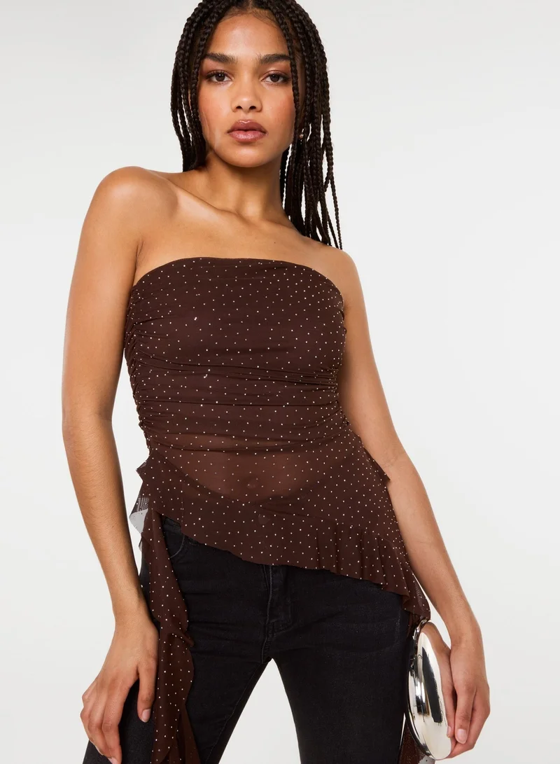 Pink Vanilla  Asymmetric Diamante Bandeau Top for Women | Best Price UAE