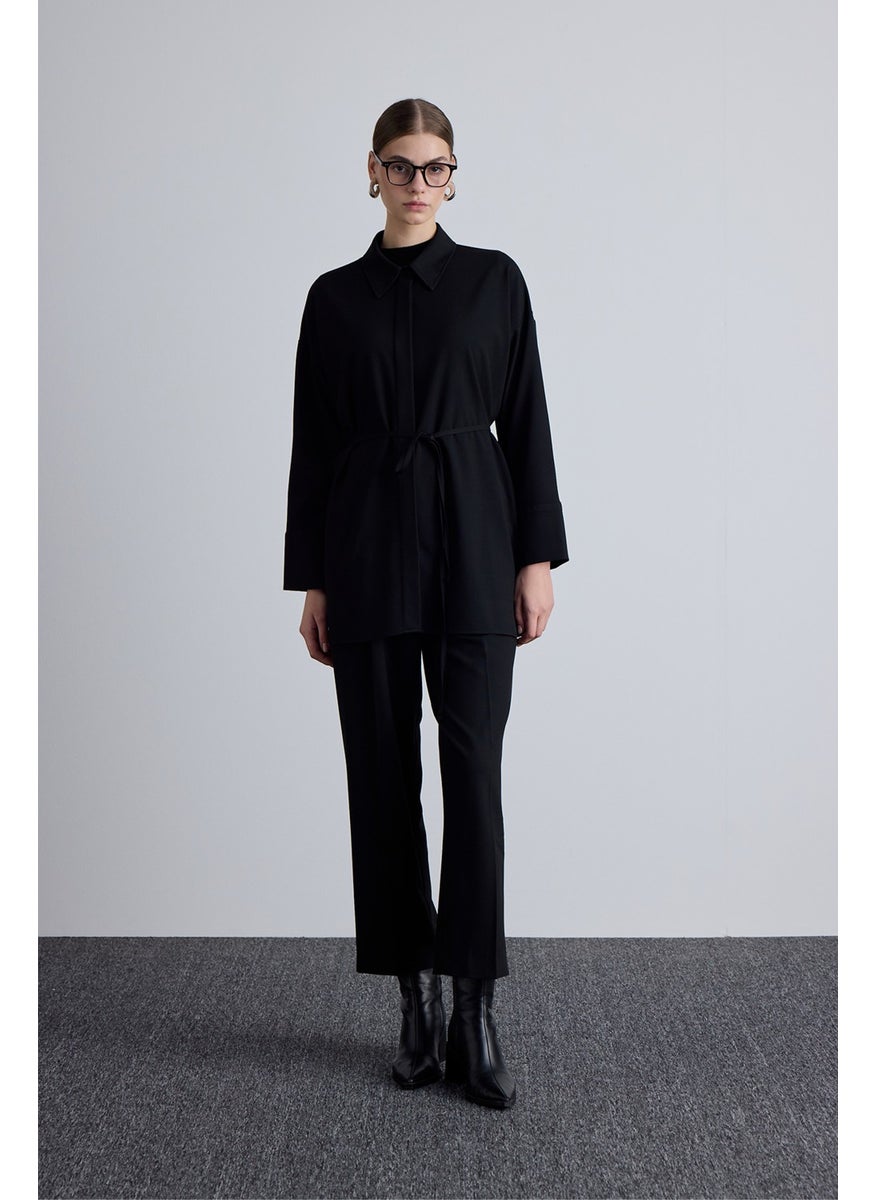 Manuka Classic Cut Pleated Detailed Trousers Black  - Image 1