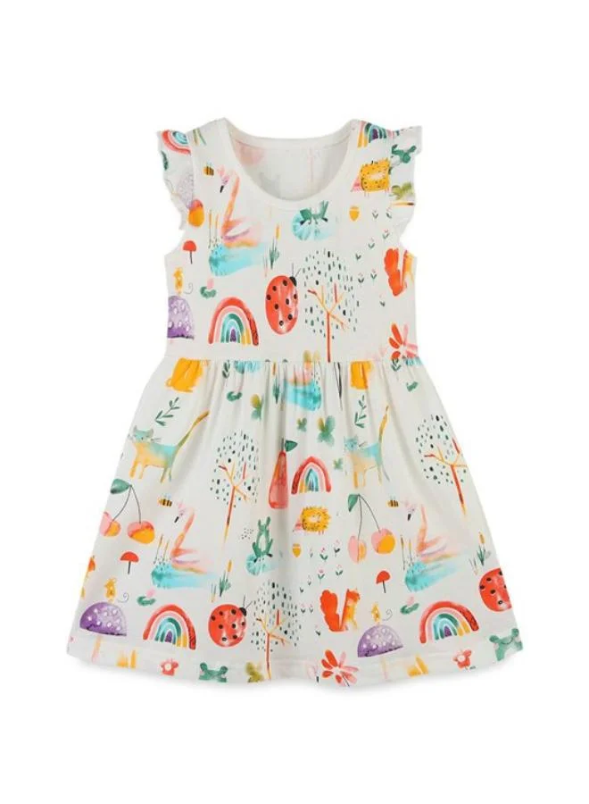 يونيكي White A-Line Crew Neck Printed Dress