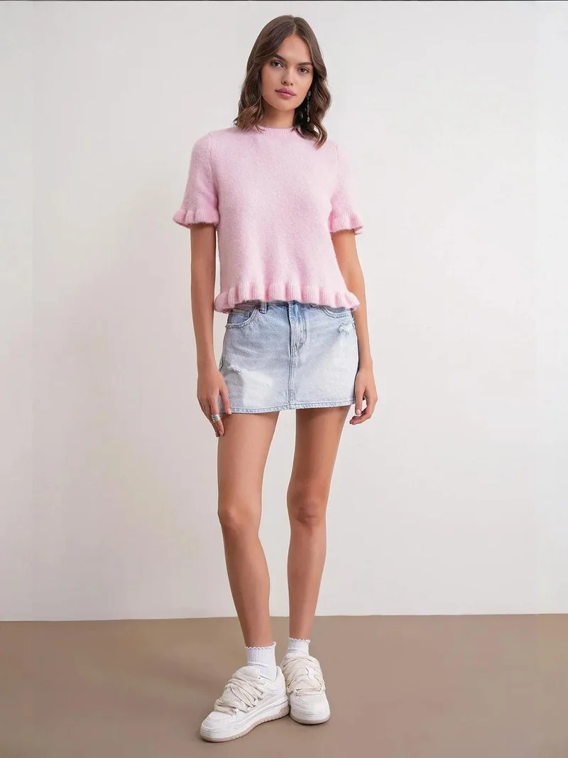 ميكسراي ميكسراي بلوفر بياقة مستديرة مكشكش