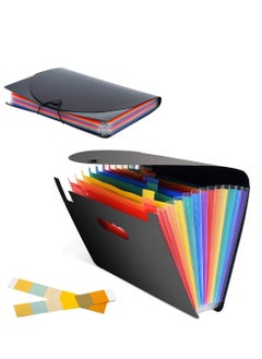 12 pockets expanding file folders, portable accordion a4 expandable file organizer, large capacity multicolour