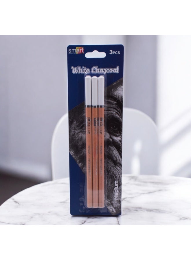Smart White Charcoal Medium Pencils (Pack Of 3) By Smart For Art - Image 3