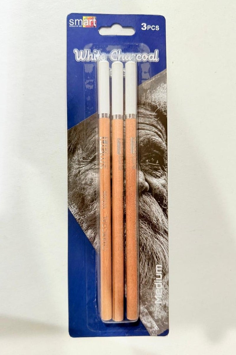 Smart White Charcoal Medium Pencils (Pack Of 3) By Smart For Art - Image 4