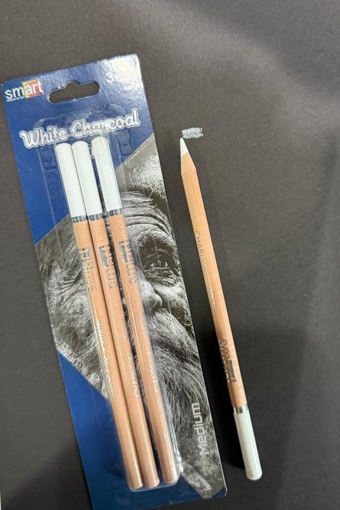 Smart White Charcoal Medium Pencils (Pack Of 3) By Smart For Art - Image 5