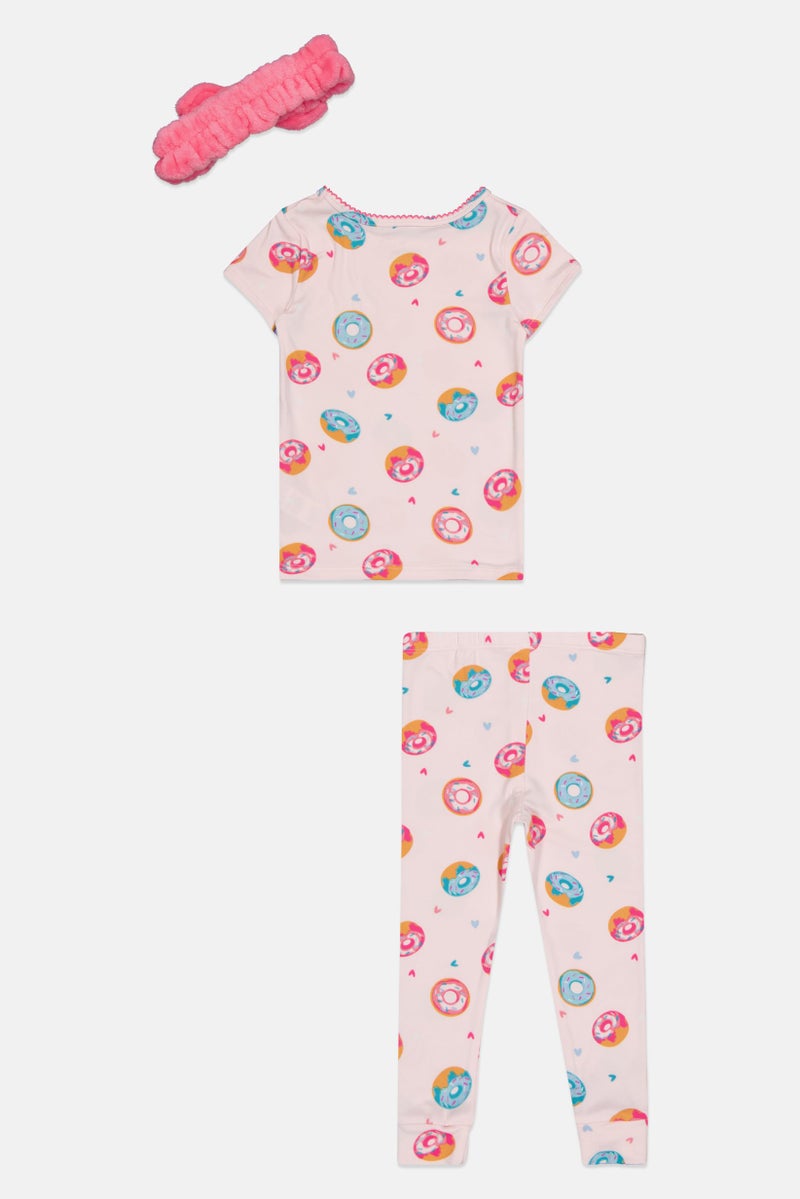 Betsey Johnson Toddlers Girl 3 Pieces Allover Print Pyjama Top And Bottom With Headband Set, Multicolor - Image 2