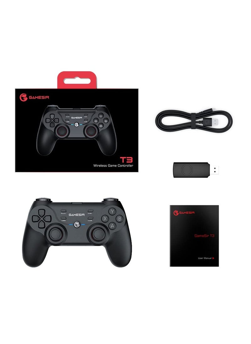 Wireless Gamepad GameSir T3 2.4GHz Receiver Gaming Controller for Windows PC, PC Controller with Dual Vibration, Linear Trigger Buttons Compatible with Android TV Box