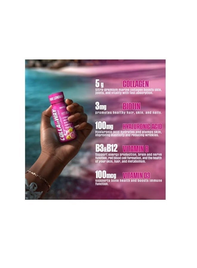 COLLAinWay Premium Collagen Shot Pink Lemonade 77ml x 12 Bottles – Ready-to-Drink Beauty & Wellness Support - Image 4