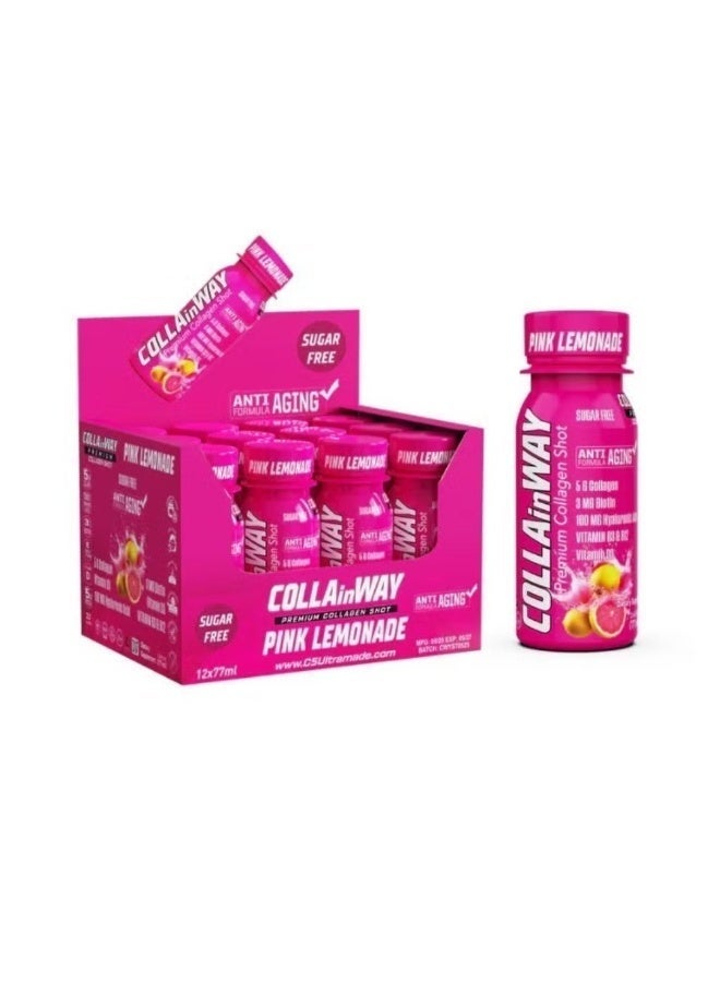 COLLAinWay Premium Collagen Shot Pink Lemonade 77ml x 12 Bottles – Ready-to-Drink Beauty & Wellness Support - Image 1