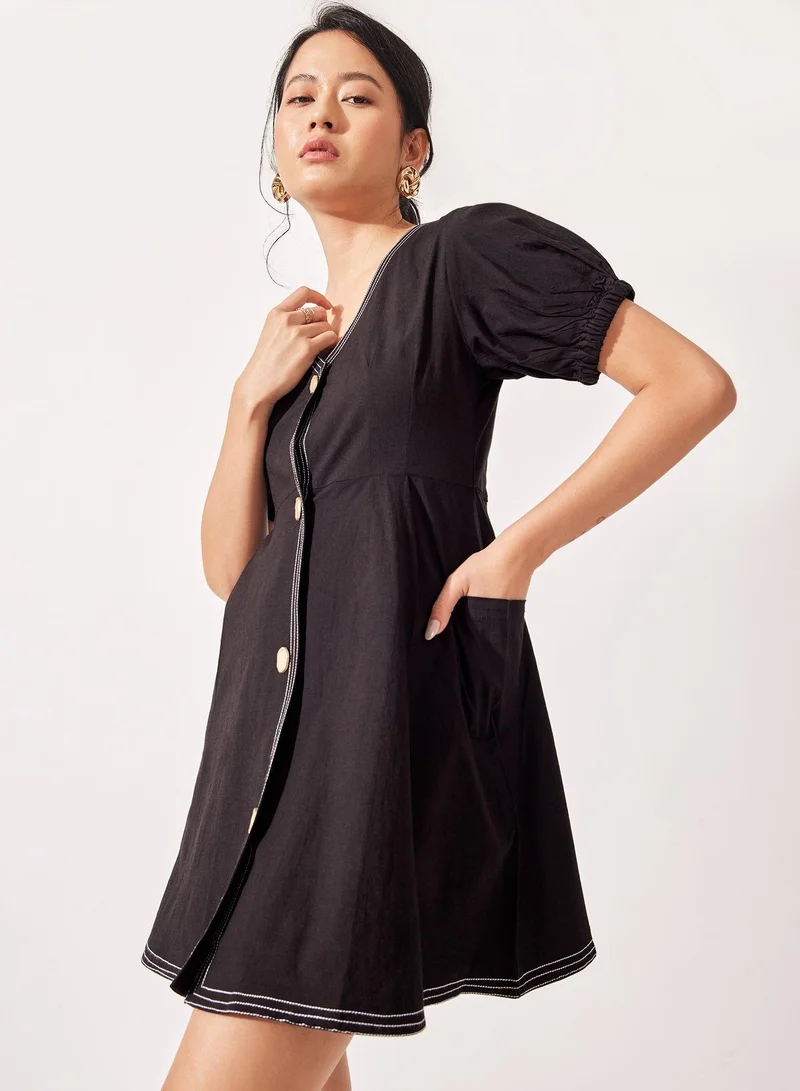 The Label Life The Label Life Women's Puff Sleeve Mini Dress - Black
