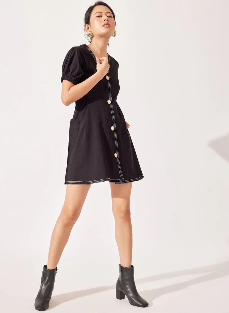 The Label Life The Label Life Women's Puff Sleeve Mini Dress - Black