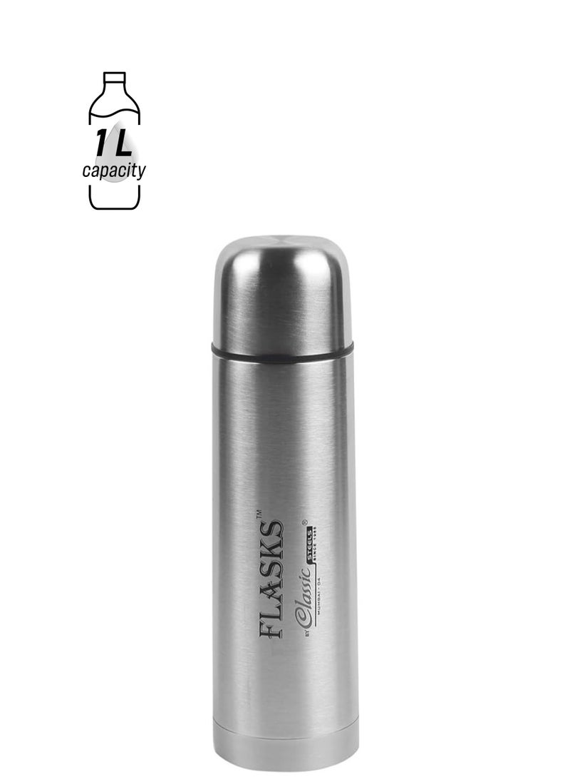 Atlasware Classic Steels Vacuum Bullet Flask 1000 ml - Keeps Beverages Hot/Cold up to 24 Hour  - Image 1