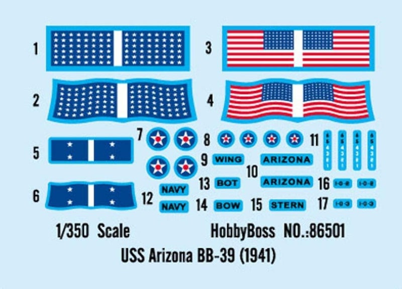 Hobby Boss HY86501 USS Arizona BB-39 Boat Model Building Kit - Image 3