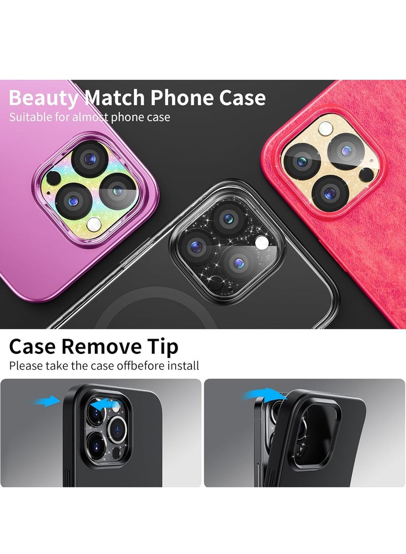 iPhone 15 Pro/iPhone 15 Pro Max Camera Lens Protector,[ Bling Glitter 3D Full Coverage] [No Affect Picture Quality] Matte Metal Glass Camera Screen Protector Cover Accessories - Image 5