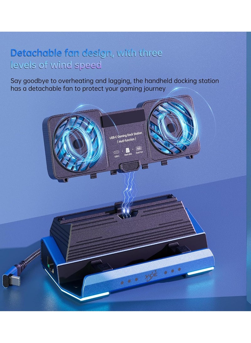 Steam Deck OLED&ROG Ally X&Legion GO - 13-in-1 Docking Station Dismantling Dual Cool Fans Steam, M.2 NVMe Enclosure,4K@60Hz,4 USB Ports,100W PD Charging, Gigabit Ethernet Fit for Steam Deck - view 4