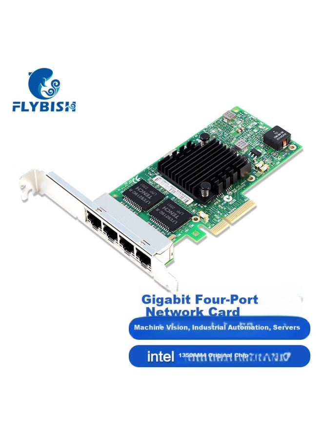 Flybish Ky-350-t4v2 Upgraded Pcie X4 Gigabit Quad Port Server Network Card Machine Vision Industrial Camera Network Adapter With Intel I350am4 Chip - Image 1