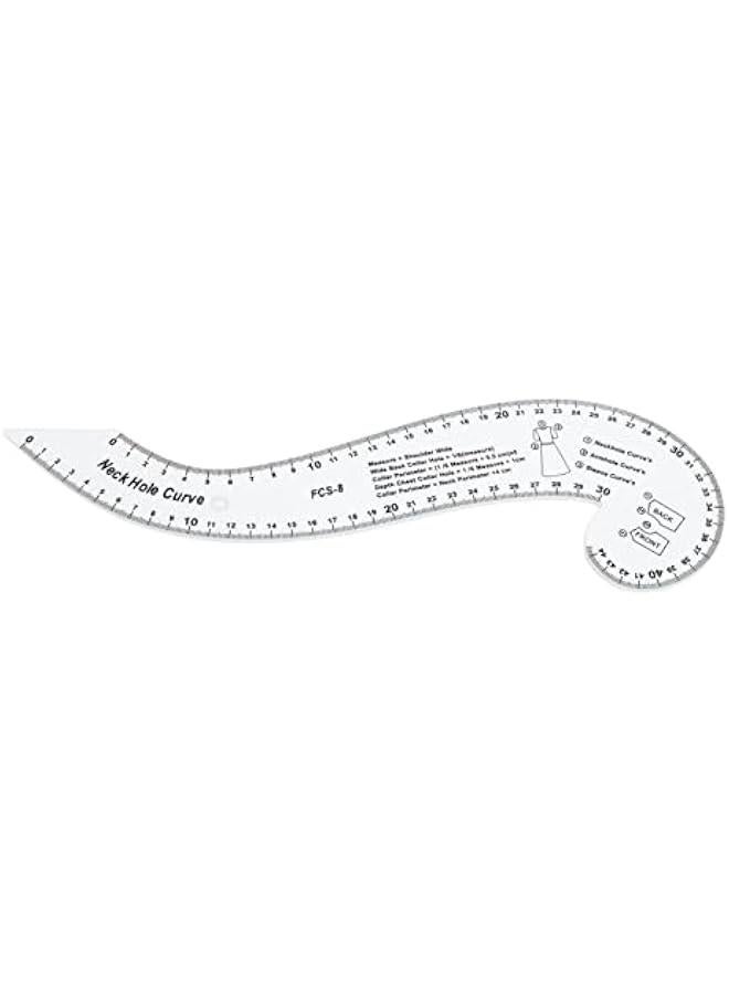7Pcs Sewing Ruler Tailor Set Clear French Curve Ruler Sewing Ruler Set Rulers Ruler Racks Rulers High Accuracy Scale Fashion Pattern Design Ruler Set for Making Pattern Drafting - Image 5