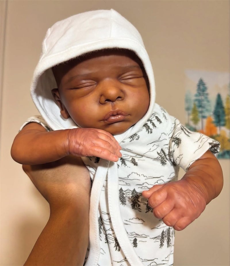 GYCV Reborn Baby Dolls Black Boy 19 Inch Realistic Dark Skin Newborn Doll Soft Body African American Life Like Baby Dolls That Look Real Black Reborn Baby Toys with Accessories Xmas Gift for Kids - Image 3