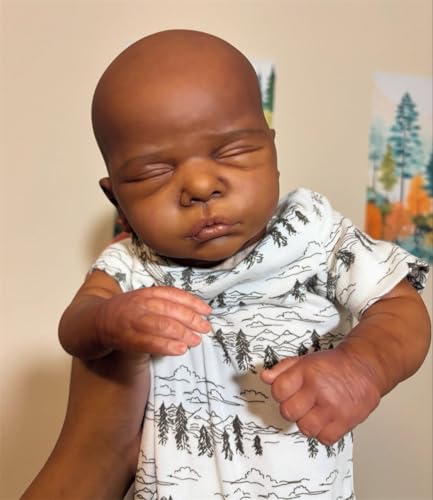 GYCV Reborn Baby Dolls Black Boy 19 Inch Realistic Dark Skin Newborn Doll Soft Body African American Life Like Baby Dolls That Look Real Black Reborn Baby Toys with Accessories Xmas Gift for Kids - Image 5