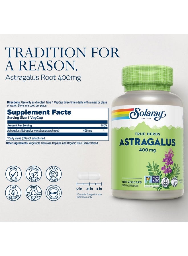 SOLARAY Astragalus Root 400mg - Traditional Herbal Support - Non-GMO, Vegan & Lab Verified - 180 Servings, 180 VegCaps - Image 2