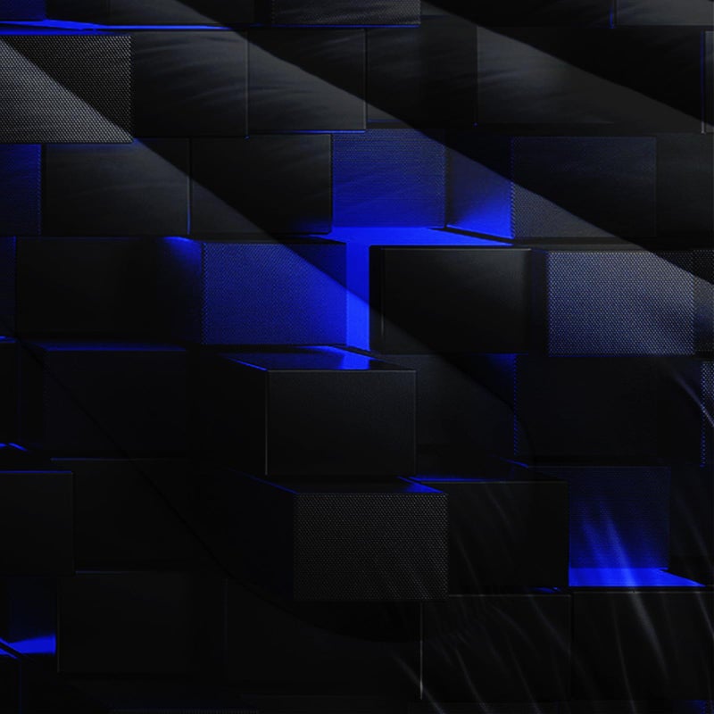Nttopship Neon Blue Black Comforter Set Queen Geometric Kids Bedding Set,3 PCS Geometry Honeycomb Bed Set Modern Quilt Set 1 Comforter 2 Pillow Cases Cool Room Decor All Season B-Side Black - Image 5