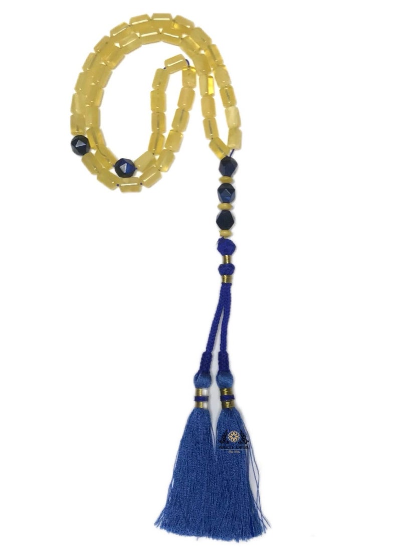 Miracle Empire Prayer Beads 45 Exclusive Amber Kahramanbar Unique Blue Tiger Eye Shield Of Positivity And Success  - Image 1
