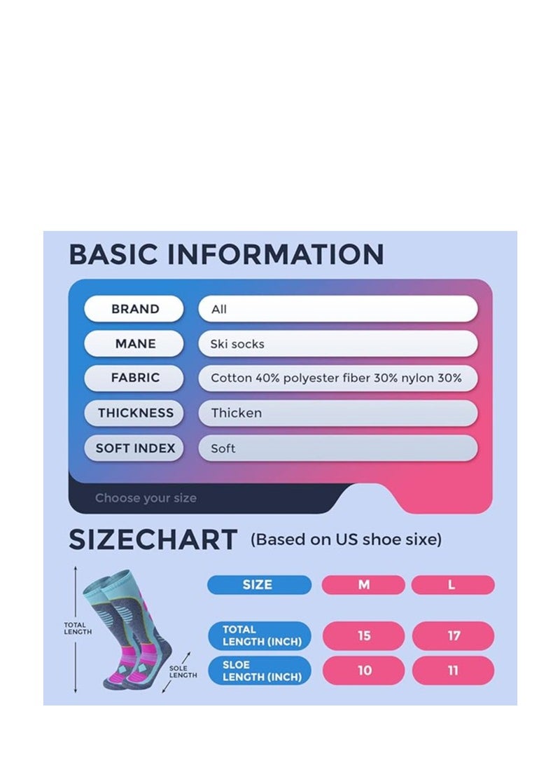 SYOSI AII Thermal Ski Socks Mens and Women（2 Pairs）Cross Country Skis Snowboard socks for Skiing Outdoor socks - Image 3