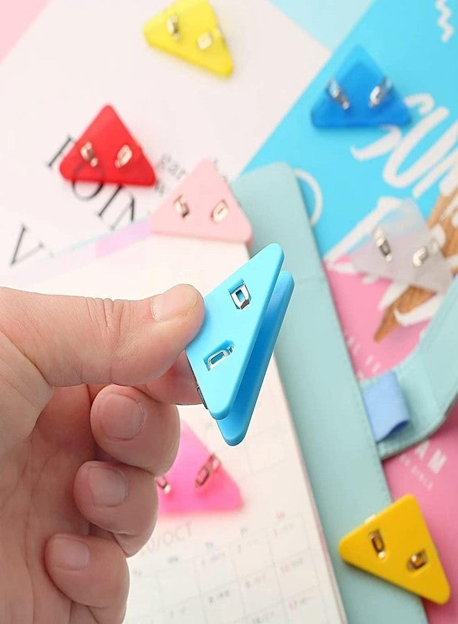 SwejosMini Corner Clips Set Bookmark Transparent Solid Colorful Page Holder Paper Clip Clamp File Index Photo Office School Triangle Clips (Multi Color) (10) - Image 5