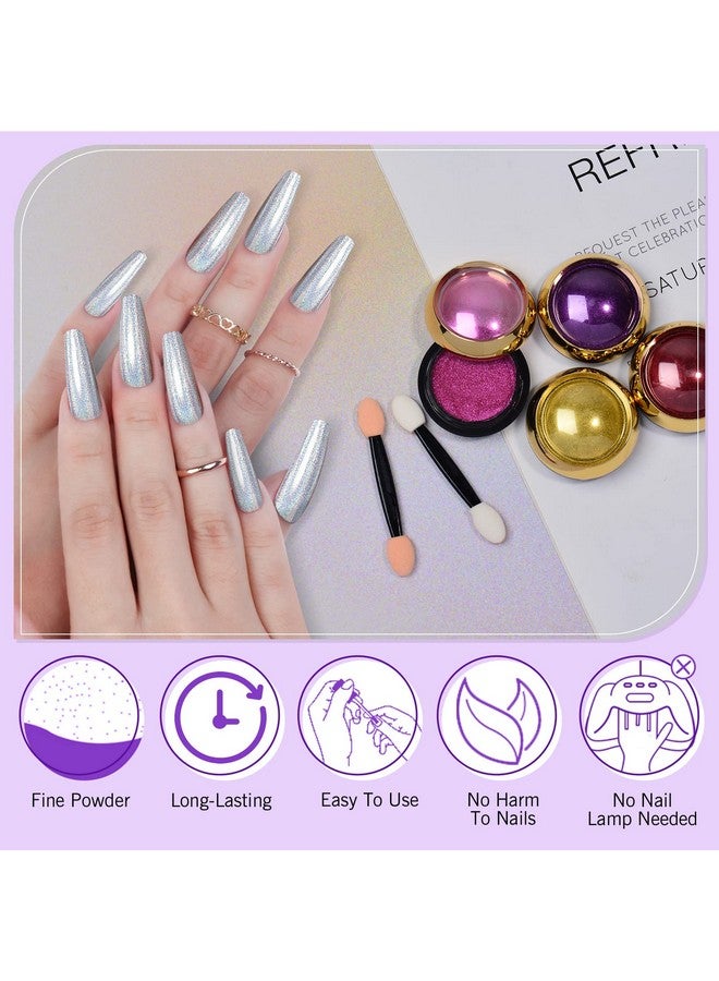 سافي لاند مجموعة بودرة أظافر سافيلاند كروم، 24 قطعة - بودرة أظافر ثلاثية الأبعاد بتأثير مرآة معدنية، فضي، أحمر، أخضر، ذهبي، بودرة أظافر كروم لتزيين فن الأظافر - Image 5