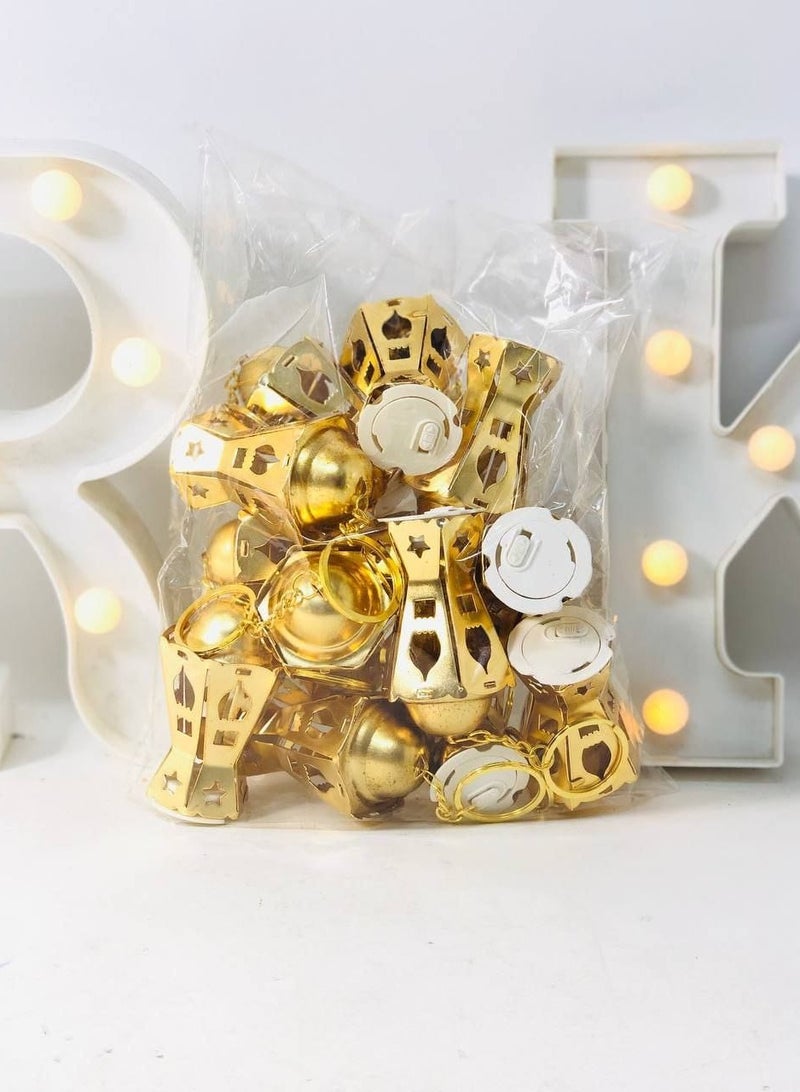 ميدالية ميداليات رمضان سلسله مفاتيح ميدالية فانوس ذهبي معدن مزودة بإضاءة ليد عدد 1 - Image 3